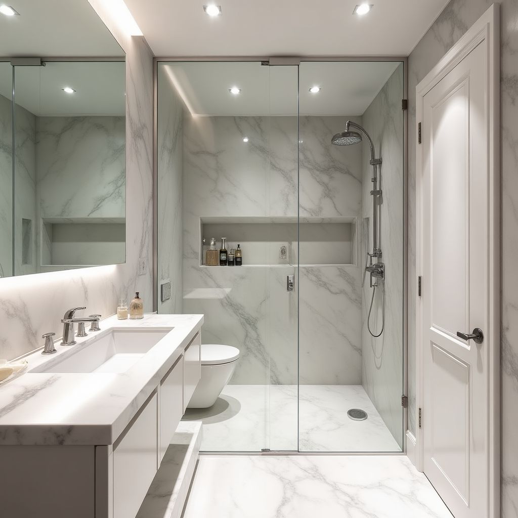 Modernes Badezimmer mit begehbarer Dusche